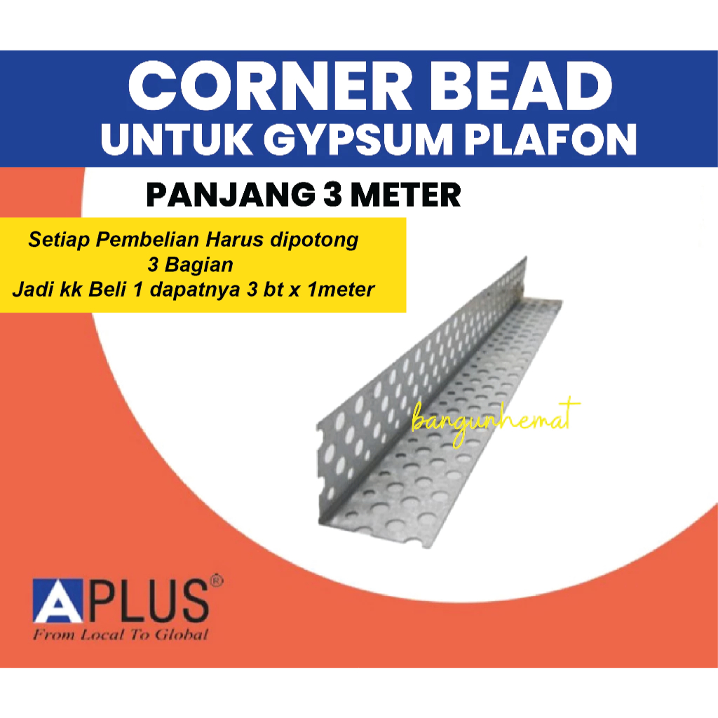Corner Bead Gypsum / Cornerbead Plafon – List Sudut Gypsum Anti Retak
