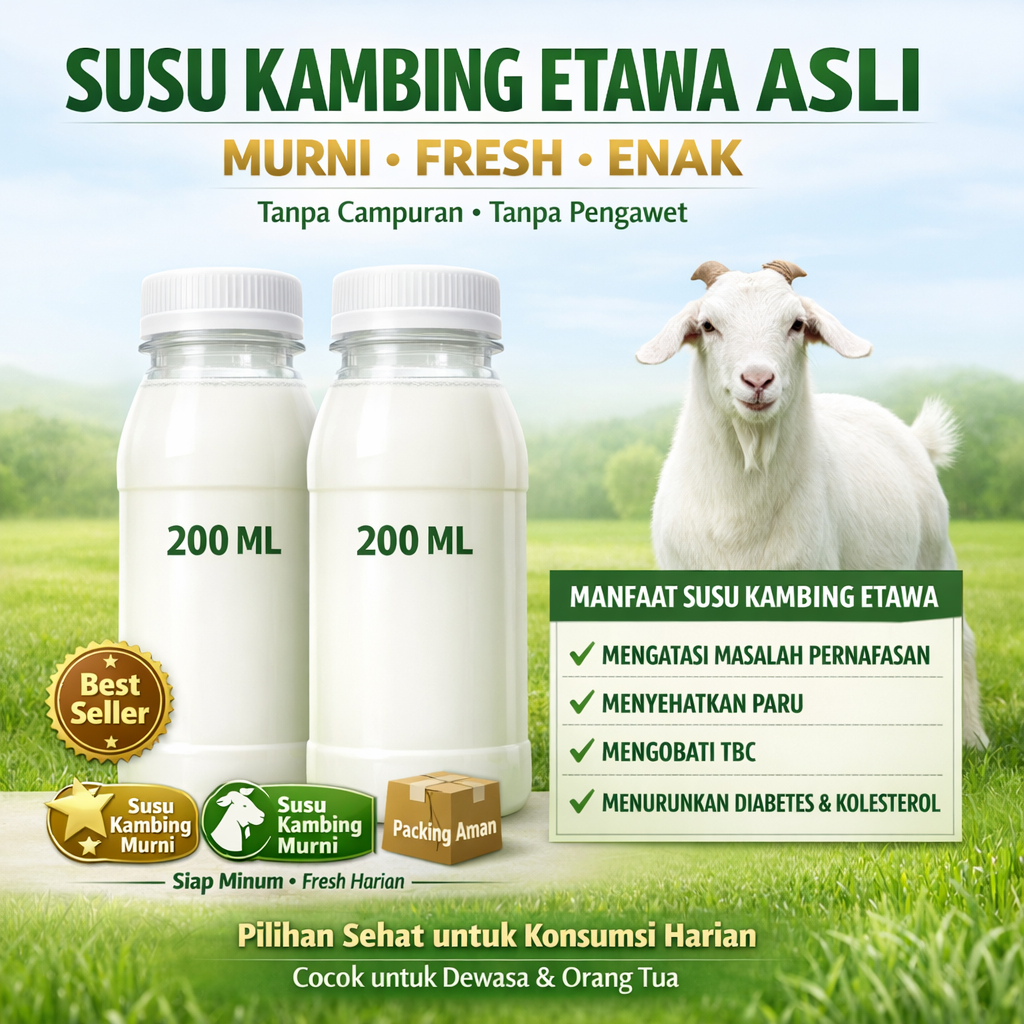 Susu kambing Etawa Botolan Murni Tanpa Campuran Gula 200ml