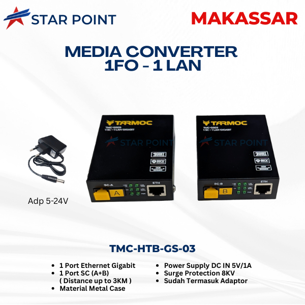 Tarmoc TMC-HTB-GS-03 | Media Converter 1 FO 1 LAN Gigabit | Netlink HTB GS03 Gigabit AB Single mode