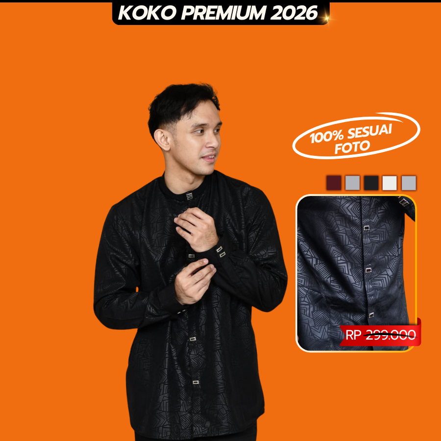 Baju Koko Pria Lengan Panjang Premium | Kemeja Muslim Modern | Adem Nyaman untuk Lebaran, Jumatan, N
