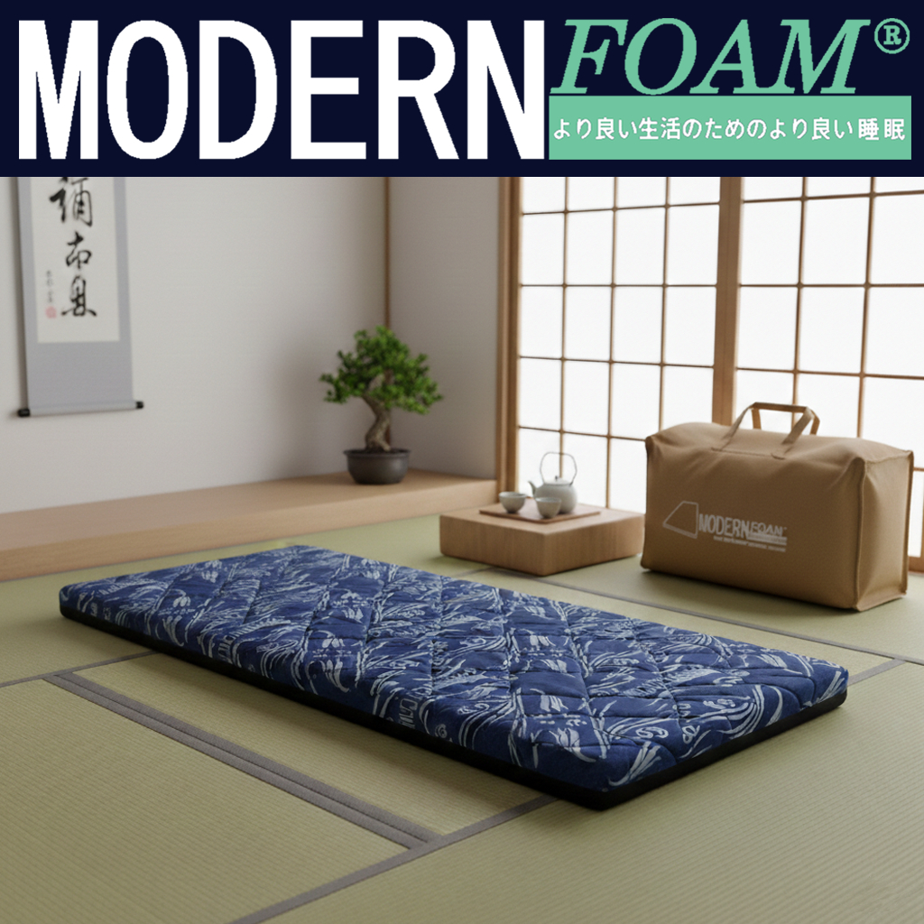 Kasur Busa Modern Foam Futon Lantai Motif Aesthetic Jepang Quality Premium - Bonus Bantal & Sprei