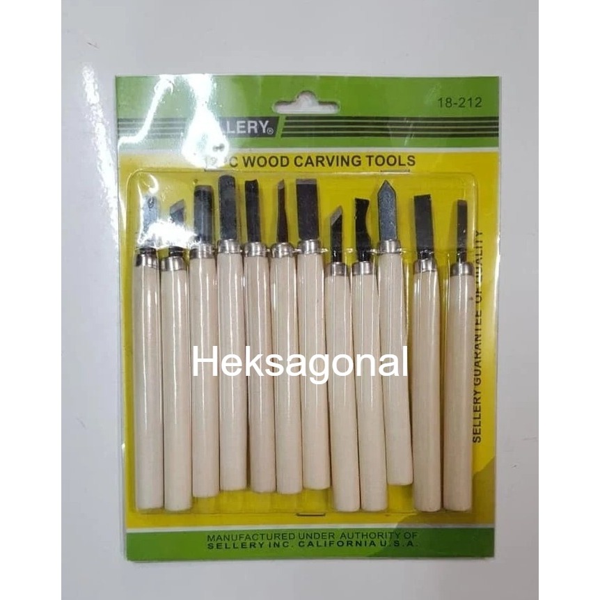 Sellery Wood Carving Tools Set 12 Cukil Kayu Pahat Ukir Balikpapan