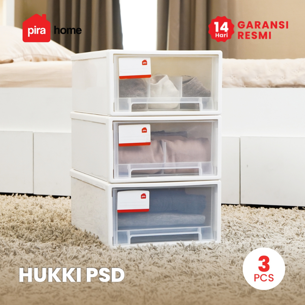 PIRA - HUKKI PSD Kotak Penyimpanan Serbaguna / Box Plastik / Laci Susun Plastik [3pl]