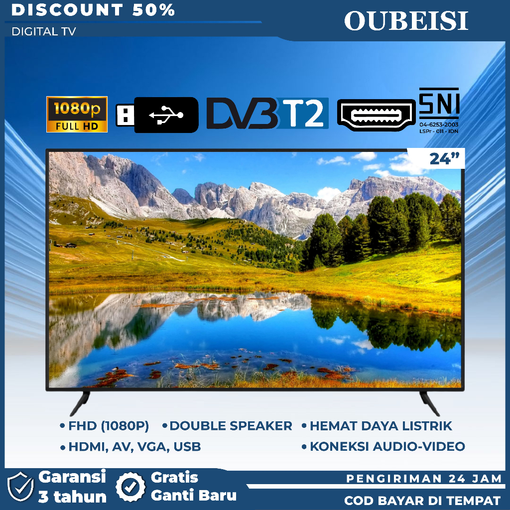 OUBEISI TV LED 24/25 Inch FHD Digital TV Monitor