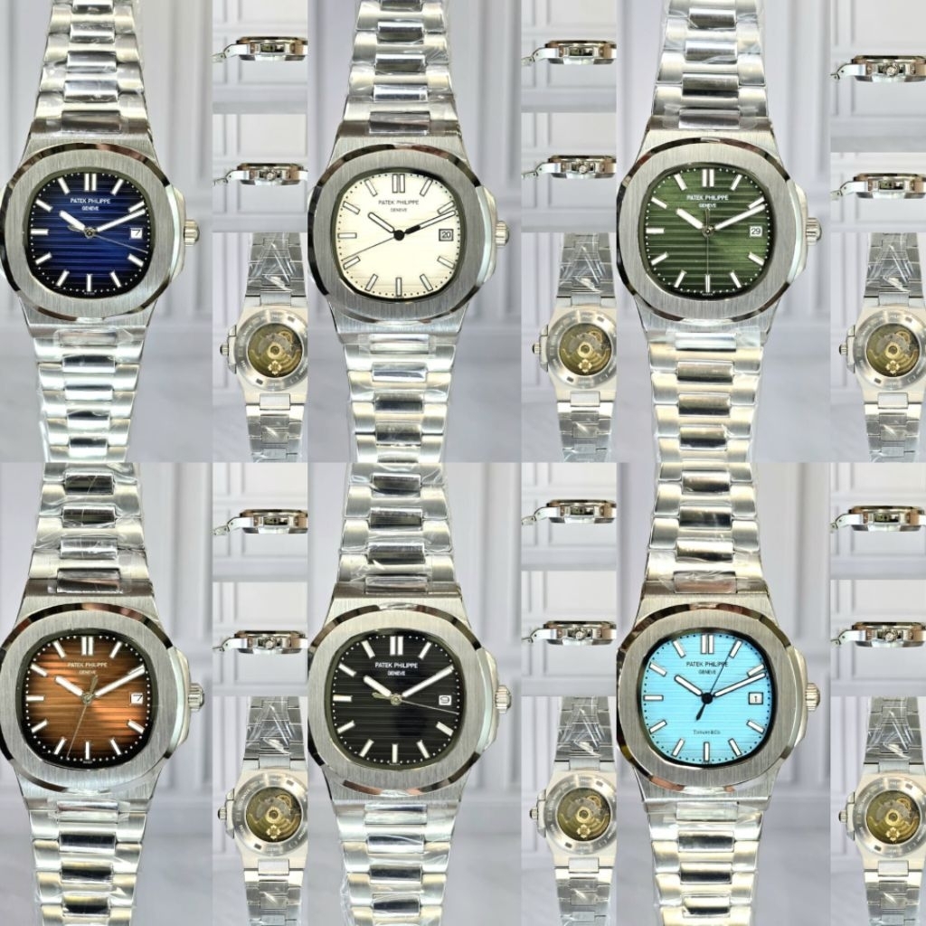 JAM TANGAN PRIA PATEK PHILIPPE NAUTILUS CHAIN SILVER AUTOMATIC