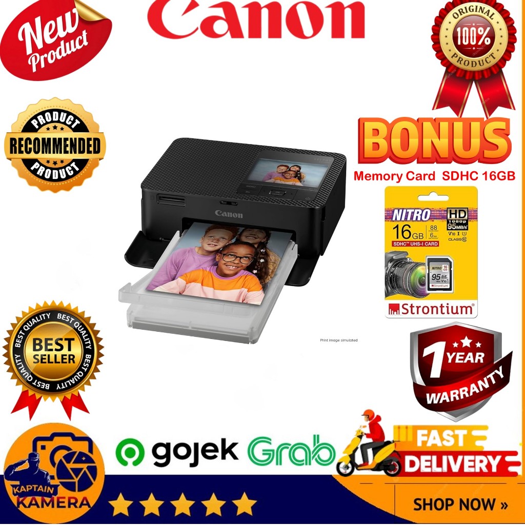 Canon SELPHY CP1500 Compact Photo Printer BONUS... Memory Card SDHC 16GB (BLACK)
