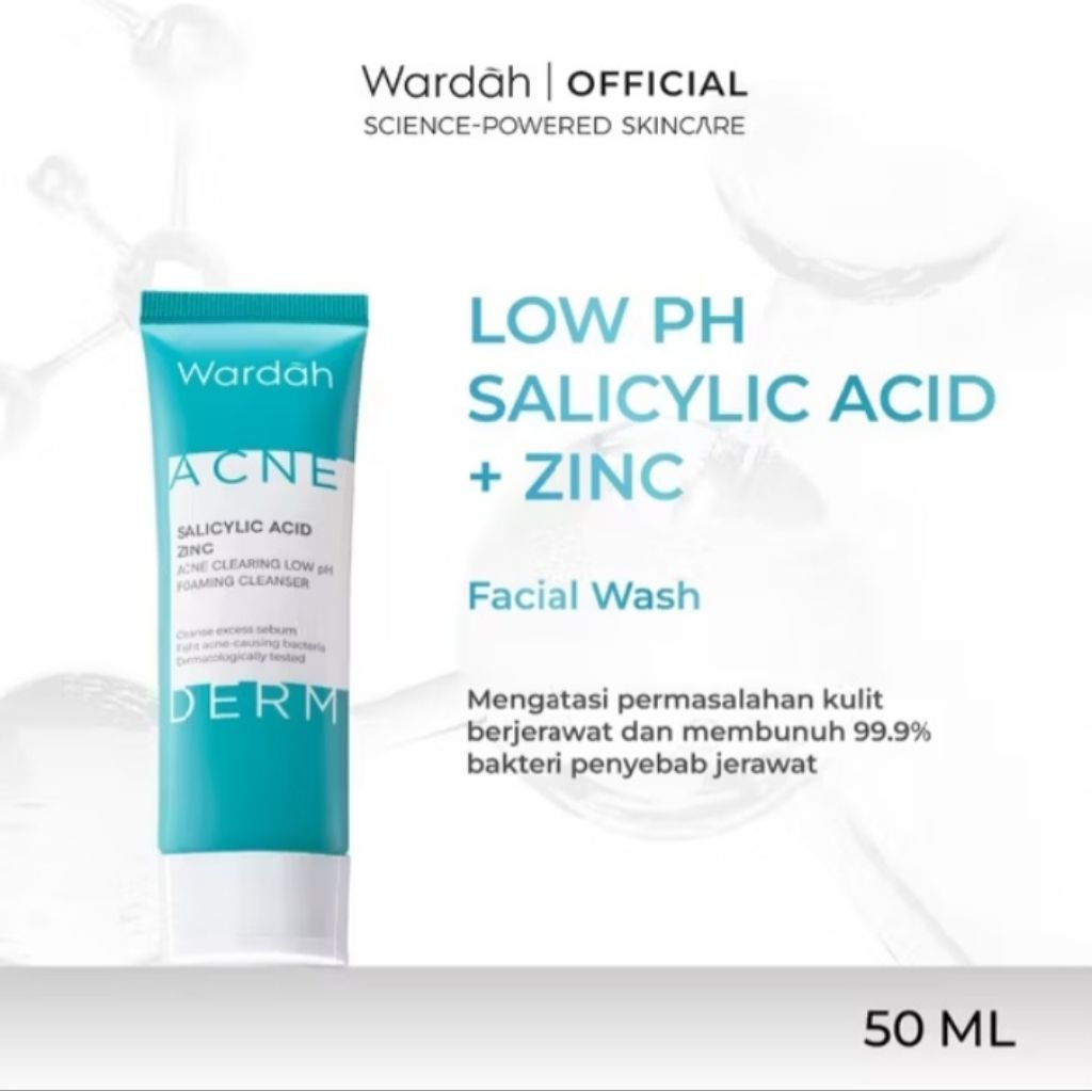 Shefabeauty_WARDAH ACNEDERM Salicylic Acid Zinc Acne Clearing Low pH Foaming Cleanser 50 ml |sabun c