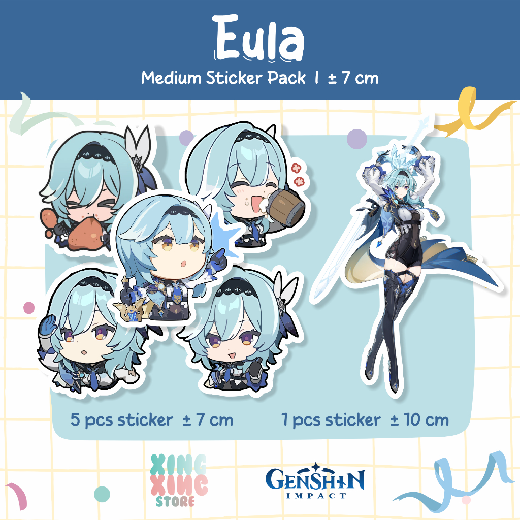 [ 6 PCS ] cetak stiker Game/STIKER MURAH TEMA Ghensin impact [ EULA ]label stiker chibi ghensin impa