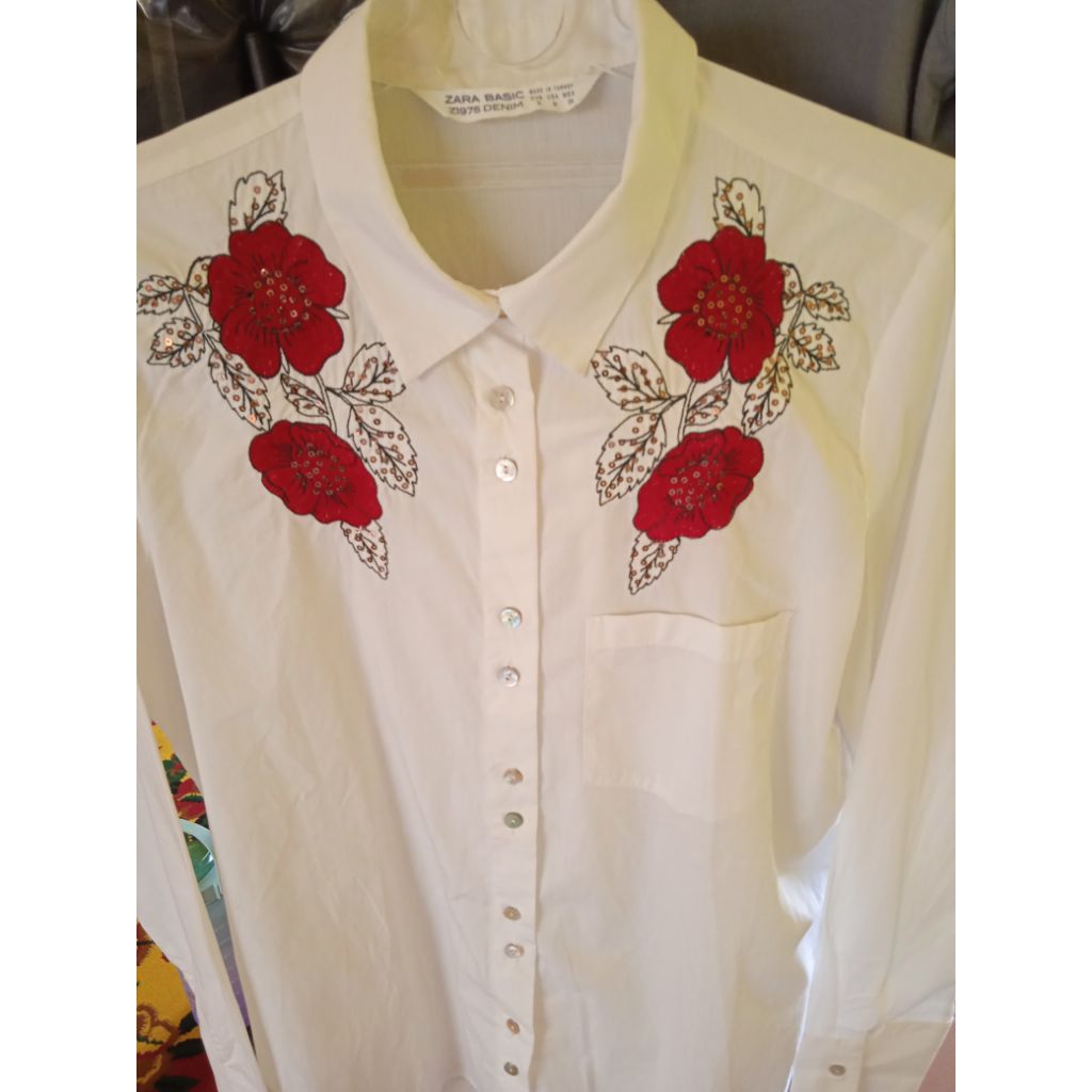 Kemeja Putih Zara Basic Z1975 Denim
