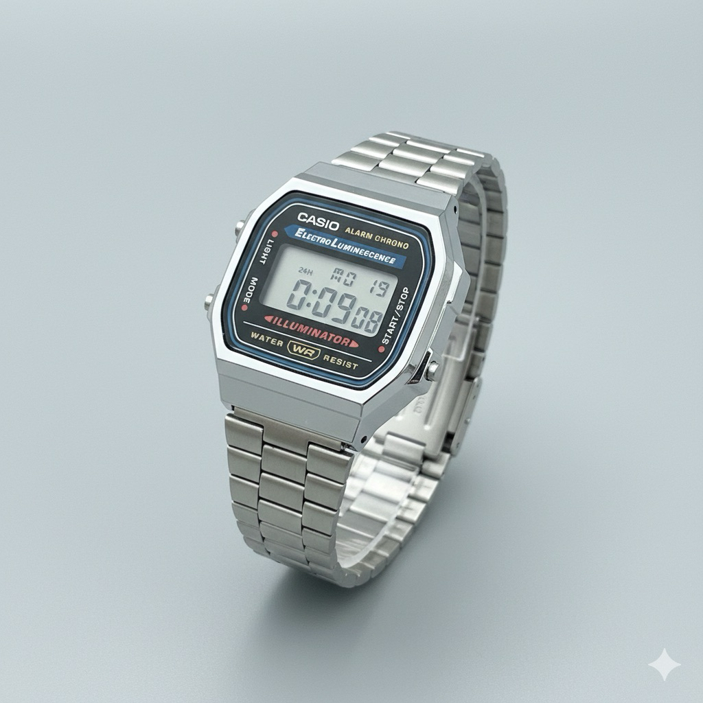 Jam Tangan Casio Digital Vintage Stainless Alarm Chrono Original