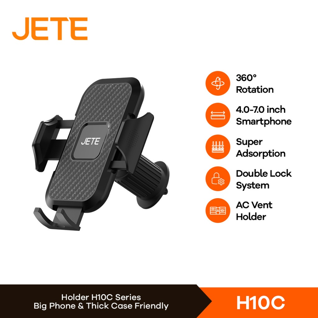 JETE H10C Car Phone Holder Mobil Jepit AC Ventilasi Max 7.0" 360 Rotation