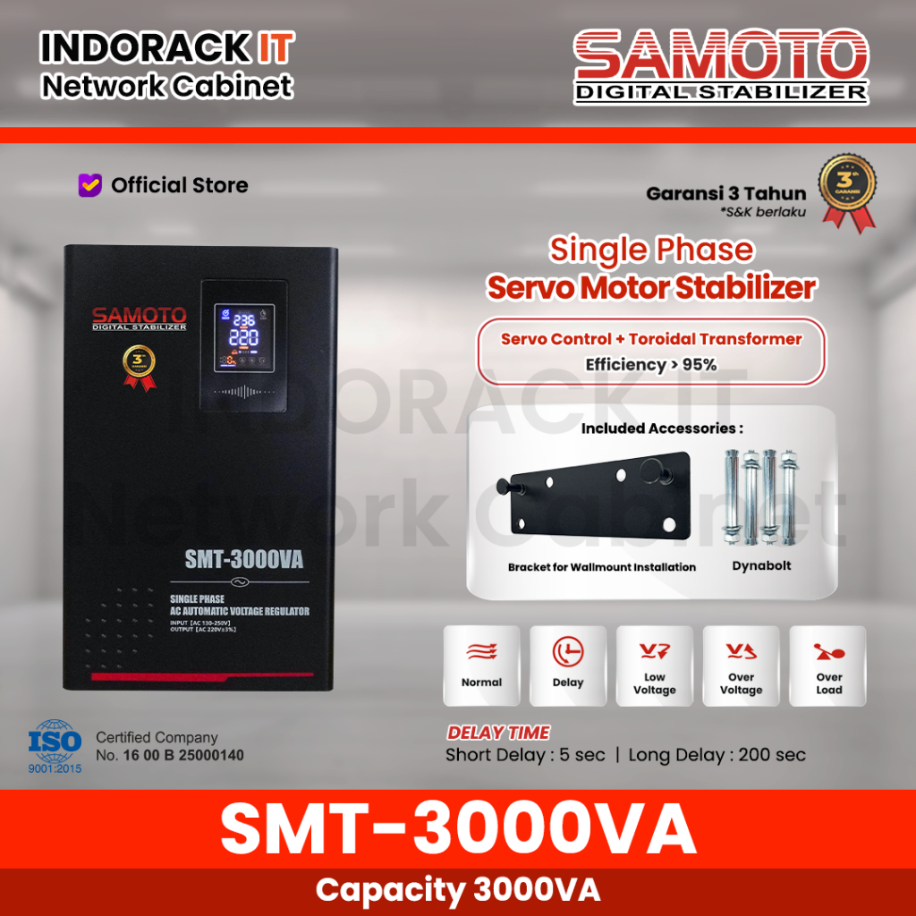 Stabilizer SAMOTO 3000VA Stavolt Single Phase Stavolt SMT3000 Stabiliser SMT
