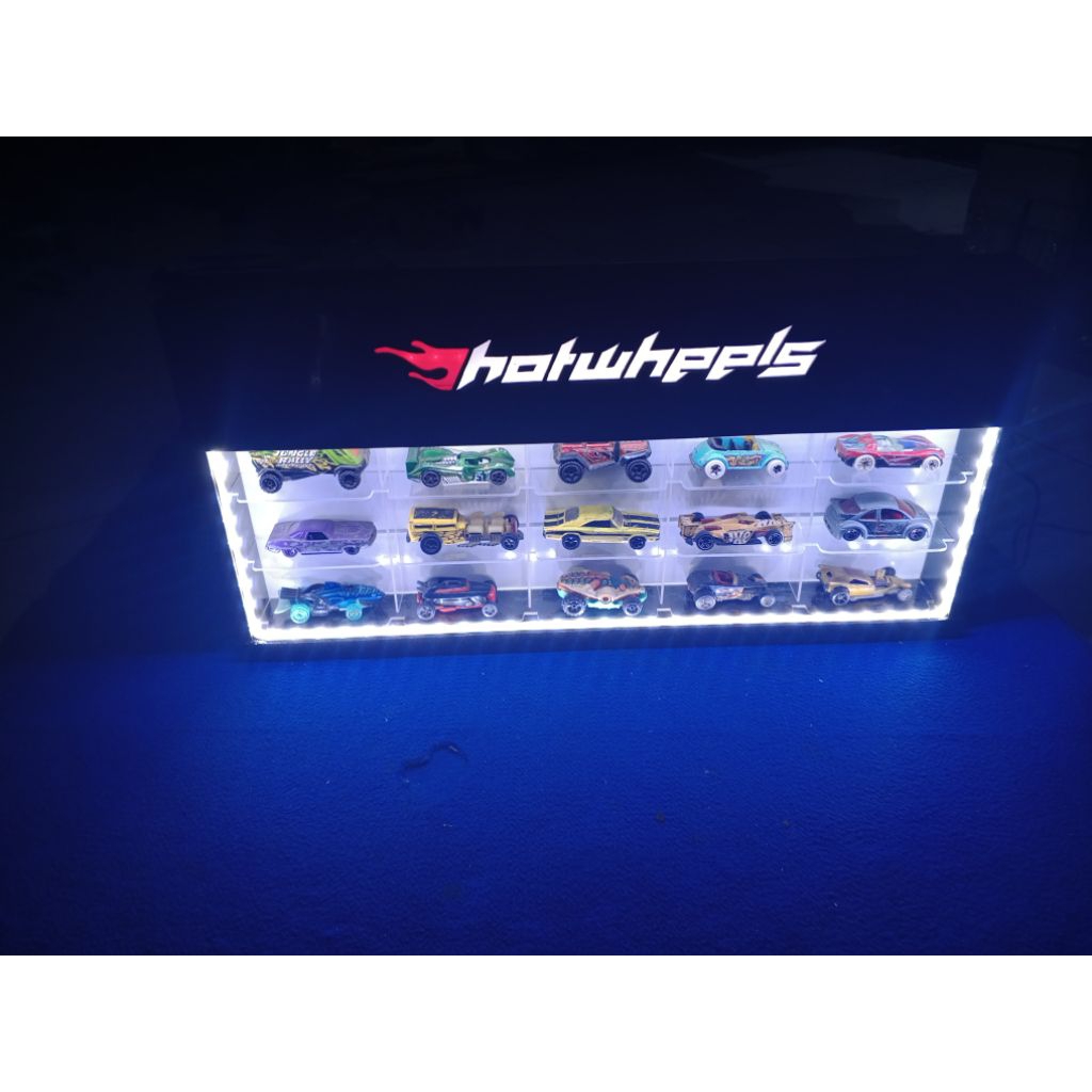 rak hotwheels model grid isi 15slot+LED+penutup