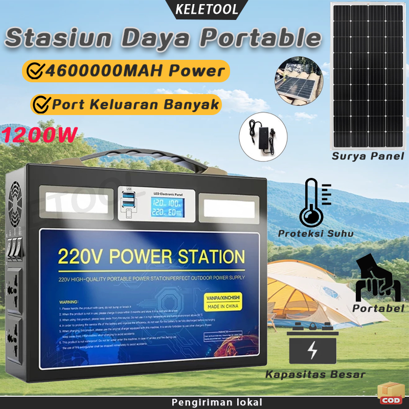 220V Power Station Portable Stasiun Tenaga Surya Luar Camping Powerbank 460000mAh Stasiun Tenaga Sur