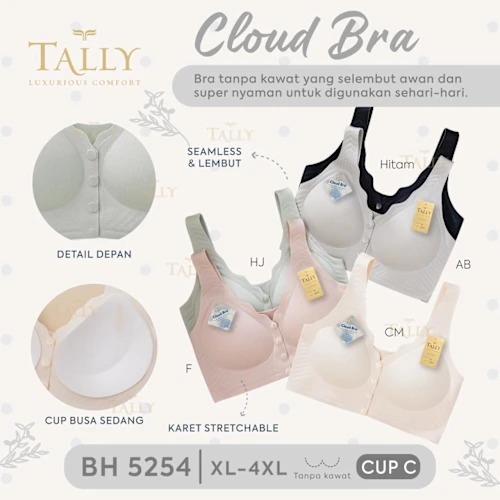 Tally 5254 Bra BH Seamless Busa Tipis Tanpa Kawat Cup B - C Kancing Depan