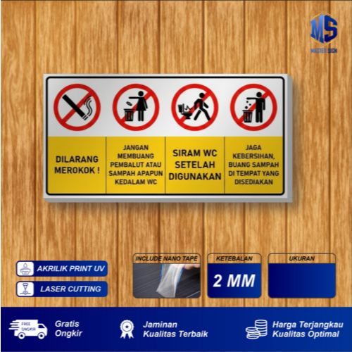 Sign stiker akrilik peraturan di toilet
