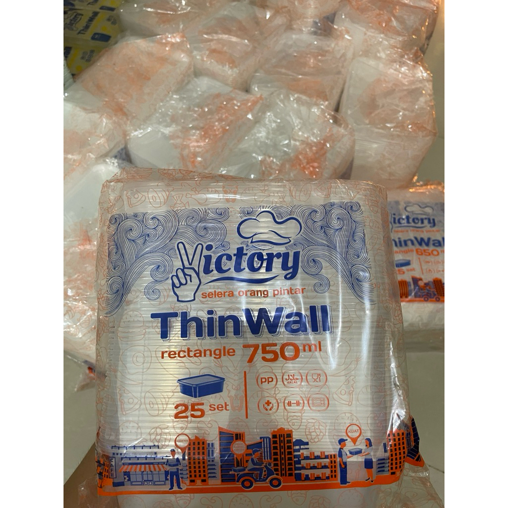 Victory Thinwall Rectangle Kotak Penyimpanan 200ml 500ml 650ml 750ml 1000ml