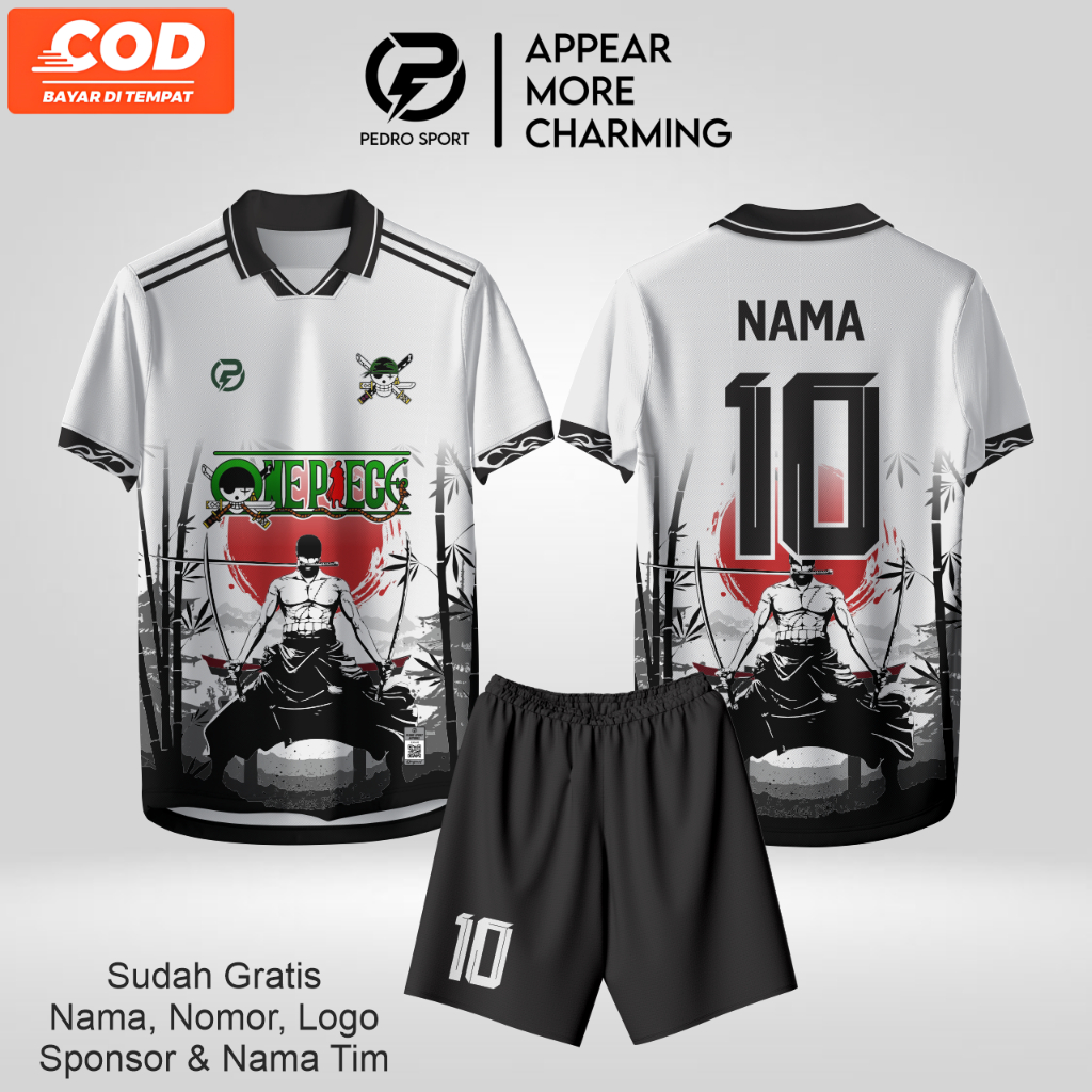 Jersey Full Printing Jersey Futsal Jersey Bola custom jersey anime jersey one piece jersey Roronoa Z