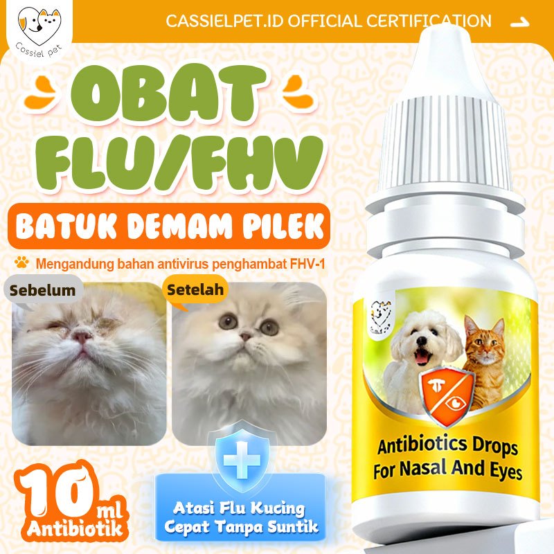 Cassiel Pet Obat Flu & FHV Hidung Tersumbat Kucing Anjing - Atasi Bersin, Ingus & Demam, Aman untuk 