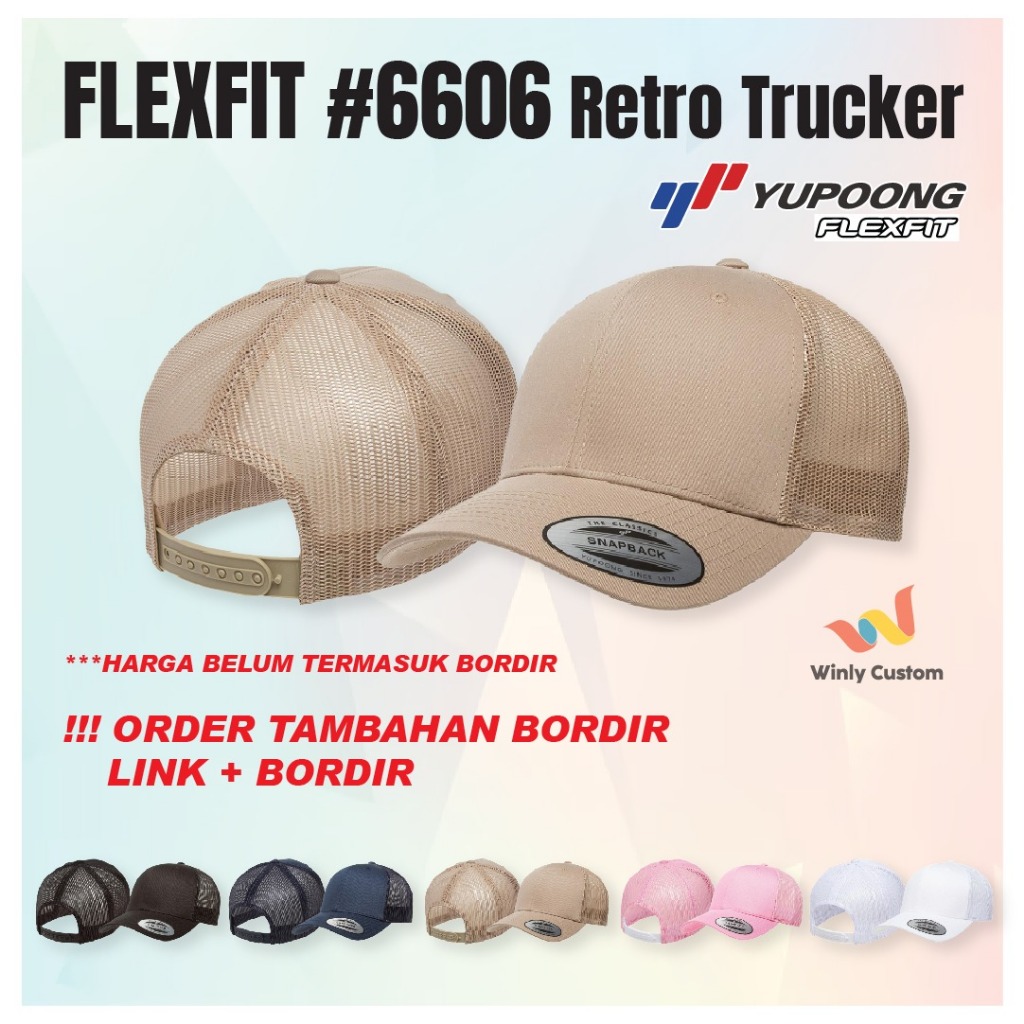 TOPI FLEXFIT YUPOONG 6606 RETRO TRUCKER HAT ORIGINAL 100% NEW