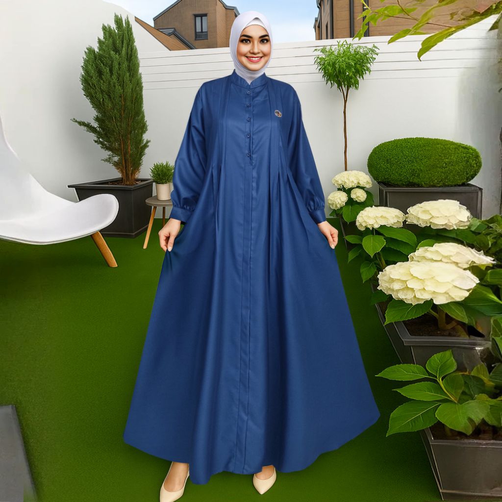 gamis biru dongker/gamis polos/gamis katun toyobo/gamis santri/gamis adem/gamis toyobo