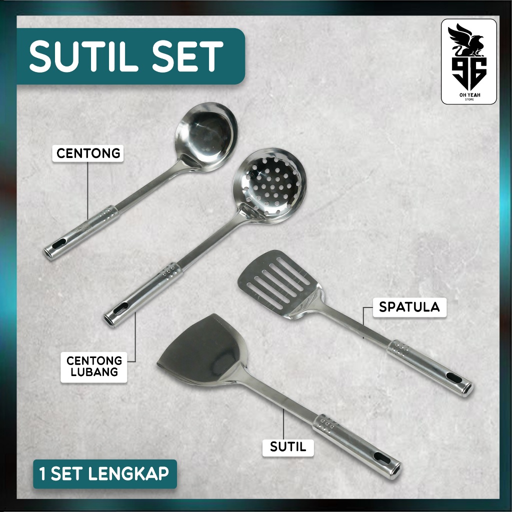 Sutil Set 4 pcs Stainless Steel Tebal Anti Karat | Spatula Set Stainless Steel 4pcs Anti Karat | Sut