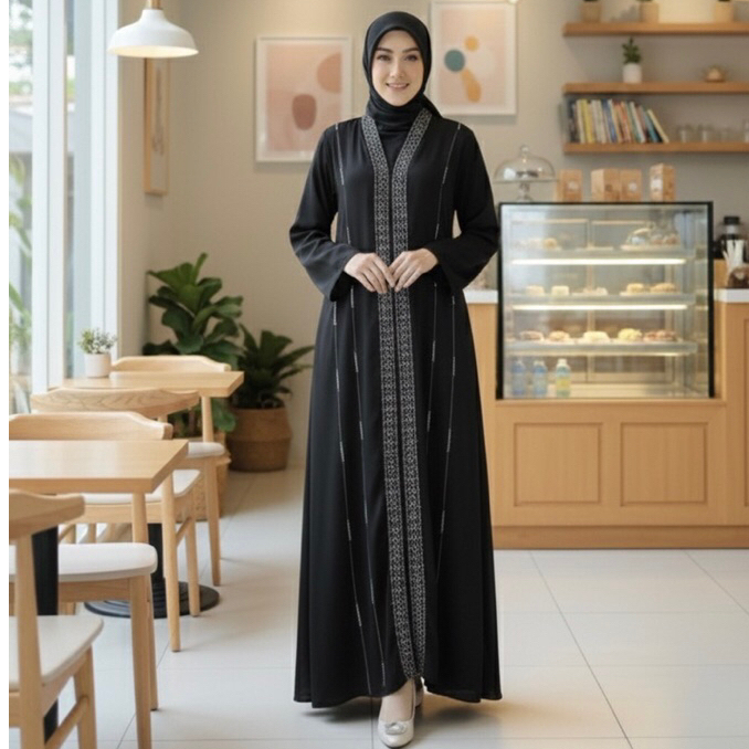 Abaya Sabrina Turkey Wanita Simple Mewah Elegan Bahan Sutra Premium Gamis Busui Lebaran