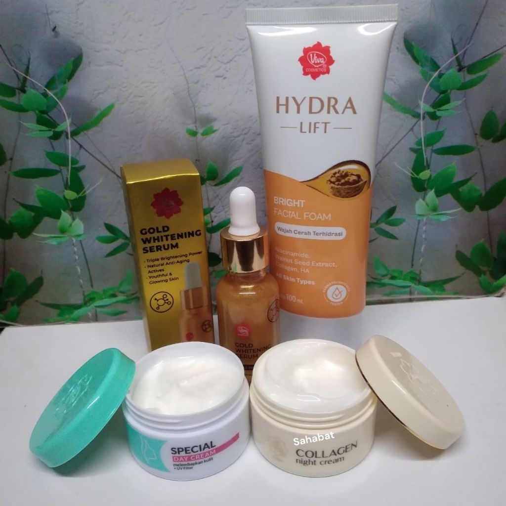 Paket Viva Bright Facial Foam Hydra Lift+Krim Siang Dan Malam+ Serum Gold Viva