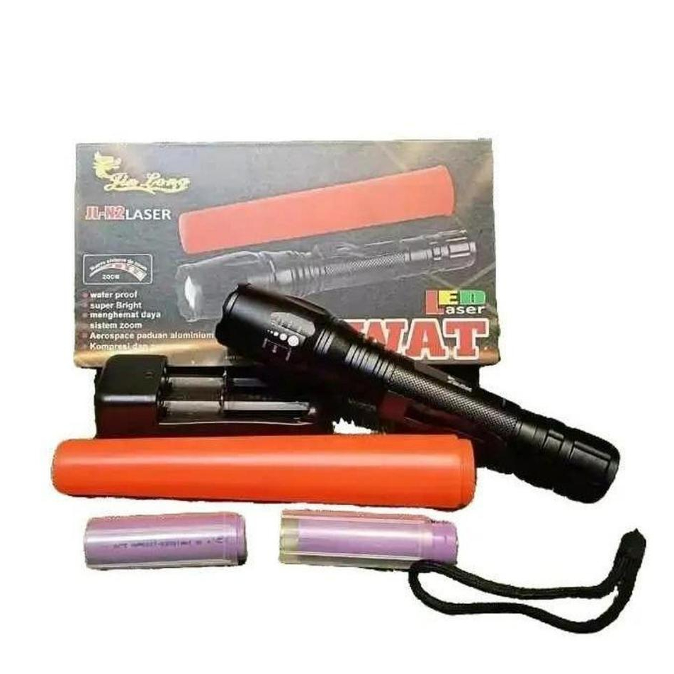 Senter SWAT Jin Long T6 JL-N2 Laser Waterproof Cree LED Super Bright Sistem Zoom Super Terang Termur