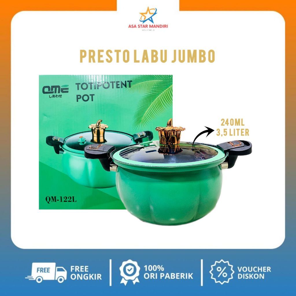 Panci Tottipotent Pot+Steamer QME QM-122L/Panci Presto Micro Pressure 3.5L Anti Lengket/Panci Presto
