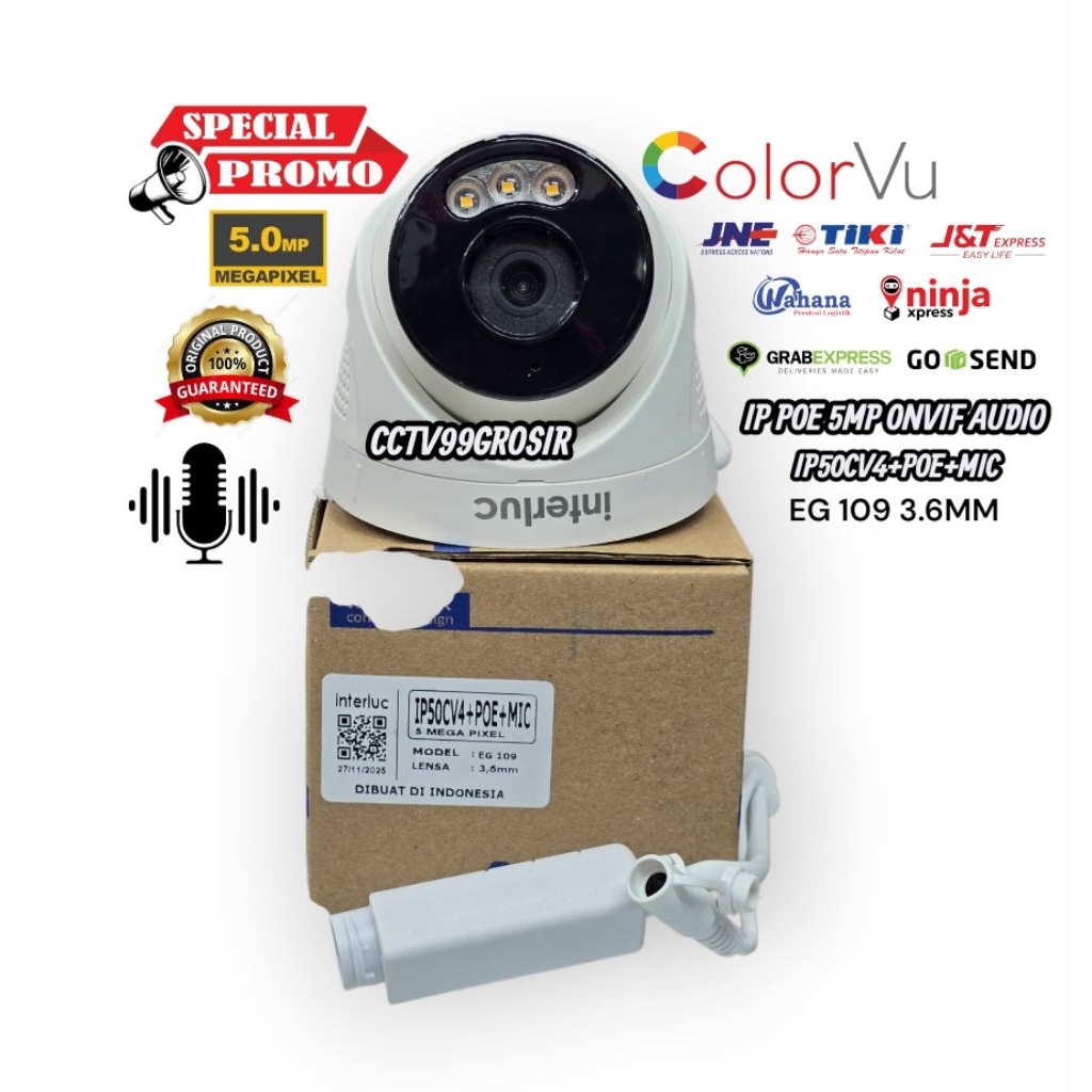 IP Camera Edge IP50CV4-POE+MIC Asli 5MP CCTV Indoor Onvif NVR