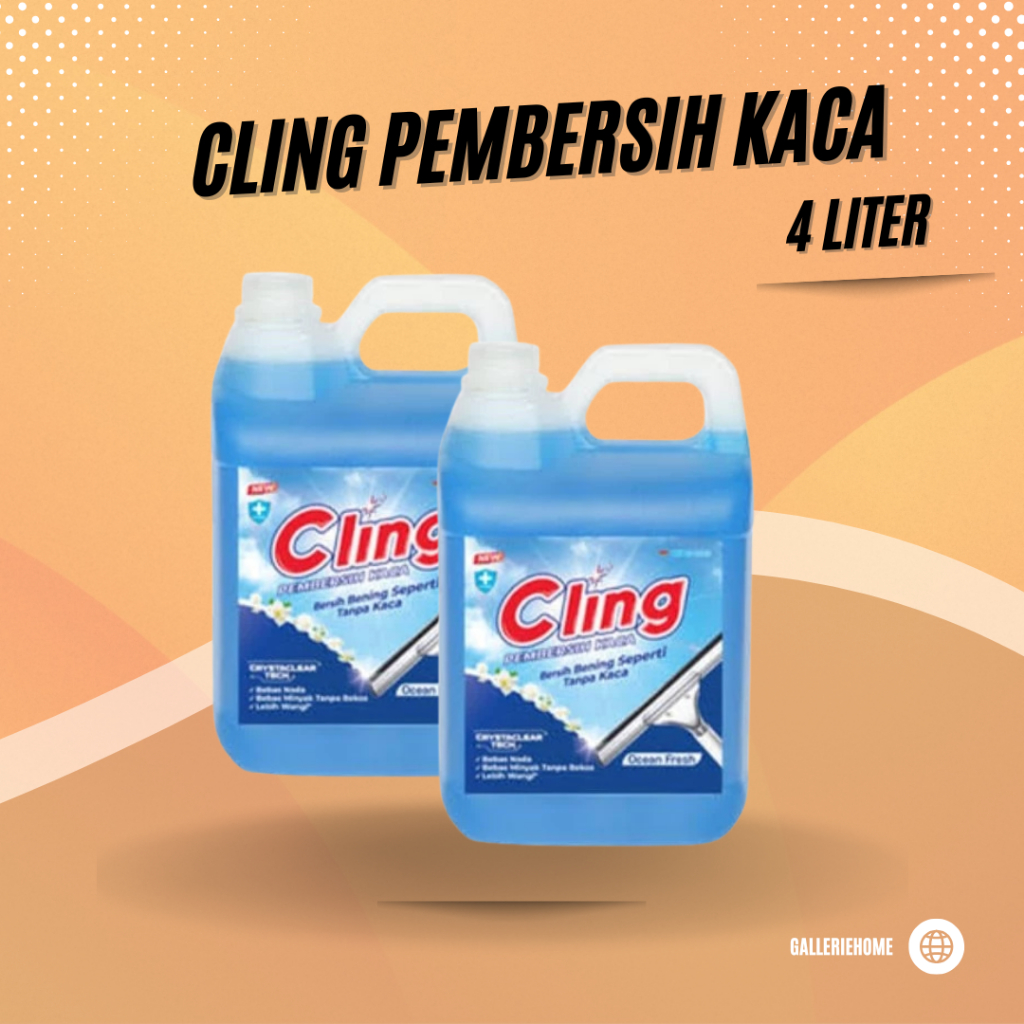 Cling Pembersih Kaca Jerigen 4L / Cairan Pembersih Kaca ClingCling Glass Cleaner Biru Jerigen 4 L – 