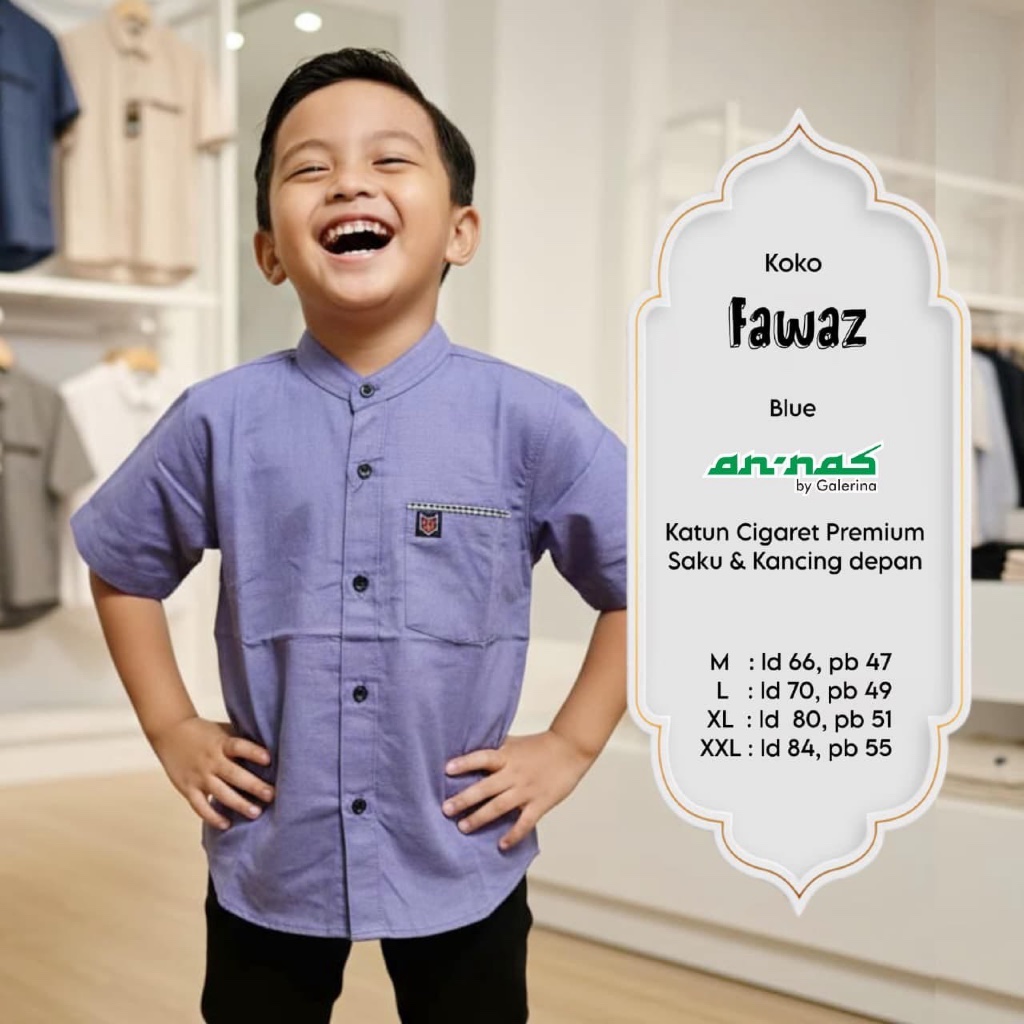 Fawaz - Baju Kemeja Koko Anak Laki Laki by Annas