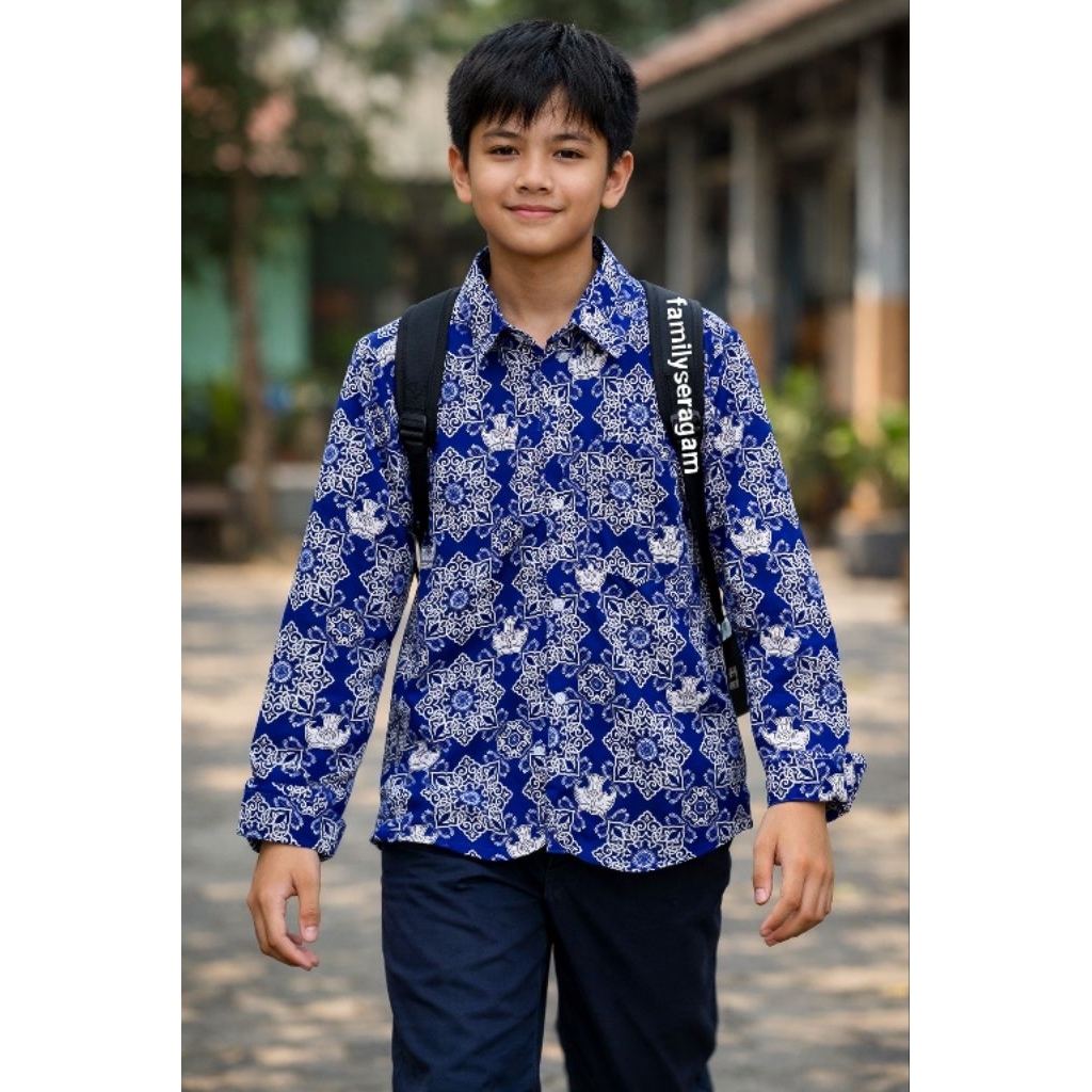 BATIK SMP NEGERI/BATIK SMP NASIONAL/BATIK SMP MOTIF PAKSI BIRU