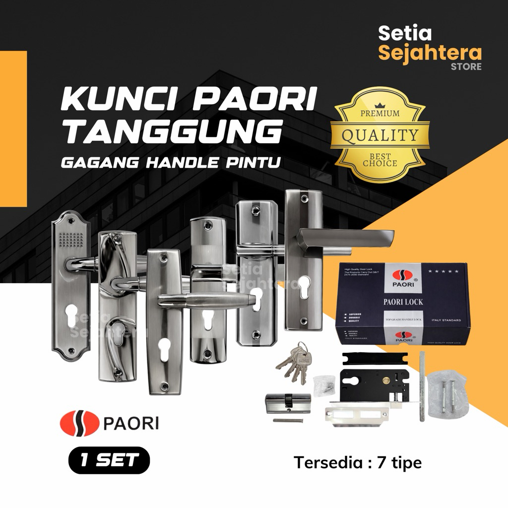 PAORI Kunci Pintu Rumah TANGGUNG Minimalis Gagang + Body Handle Slot Kunci Pintu - 1 set