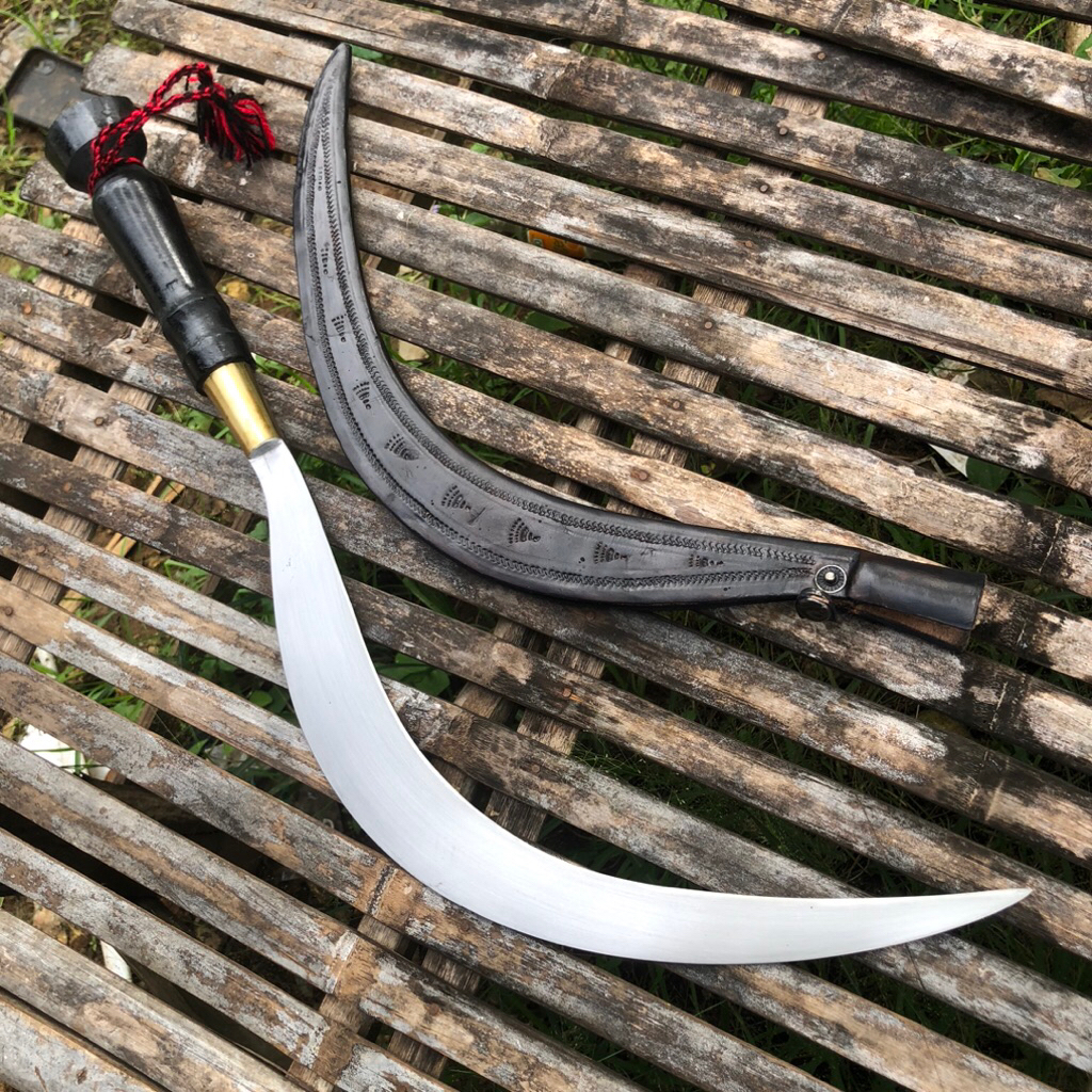 CR bulu ayam Madura 60cm Anti karat lengkap Sarung kulit arit rumput