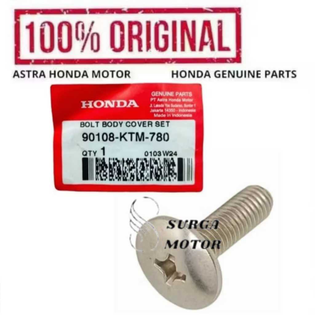 Baut Mur Body Cover Set Motor Honda Supra X 125 90108KTM780 90108-KTM-780 Bolt Body Cover Set ori or