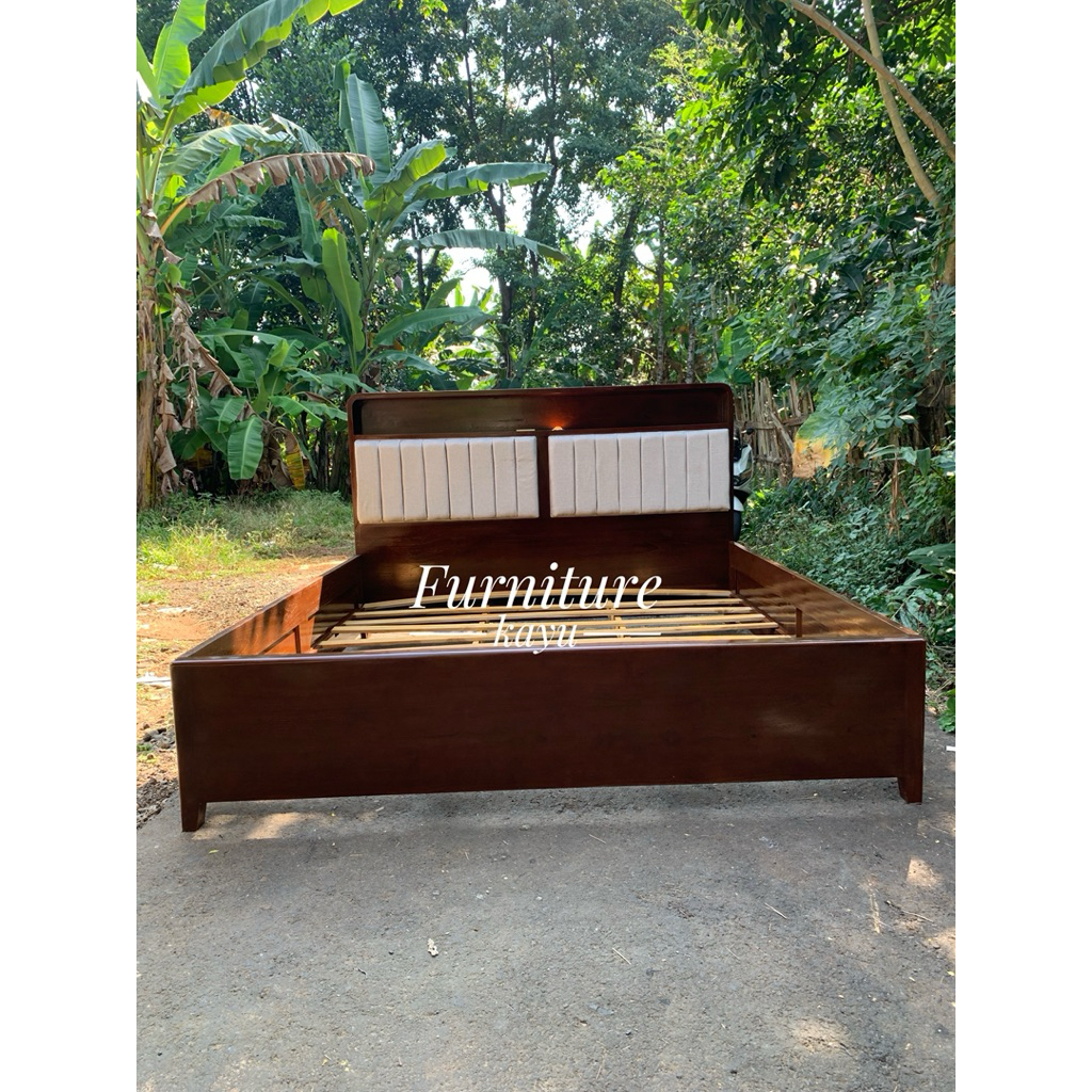 dipan minimalis kayu jati, tempat tidur kayu jati kombinasi busa, dipan tempat tidur murah kayu jati