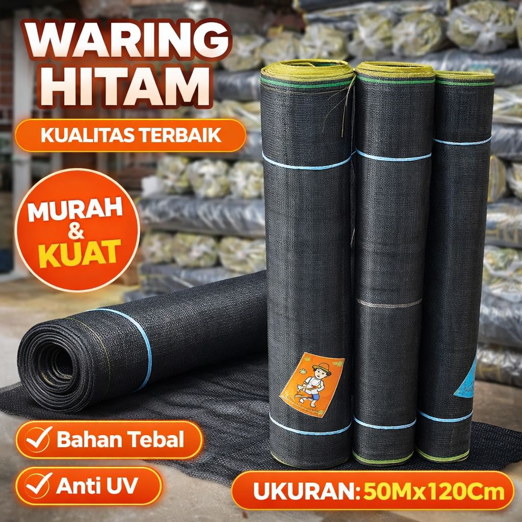 Waring Hitam 50 Meter Lebar/Tinggi 120 cm Jaring Kandang Kebun Kolam Bahan Kuat