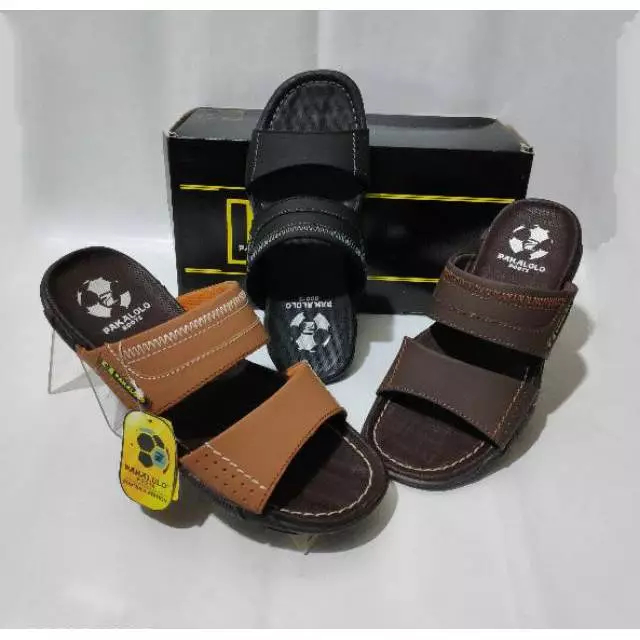 PAKALOLO Sandal Kulit Asli N2351 Wanita Pria Hitam Coklat Tan 39-43 selop slide ban2