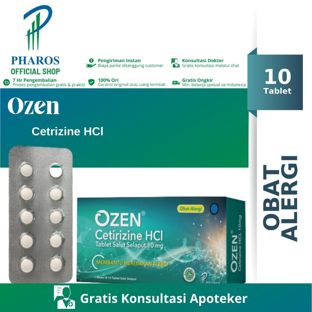 Ozen Tablet Cetirizine 10 Mg @10 Tablet/Alergi