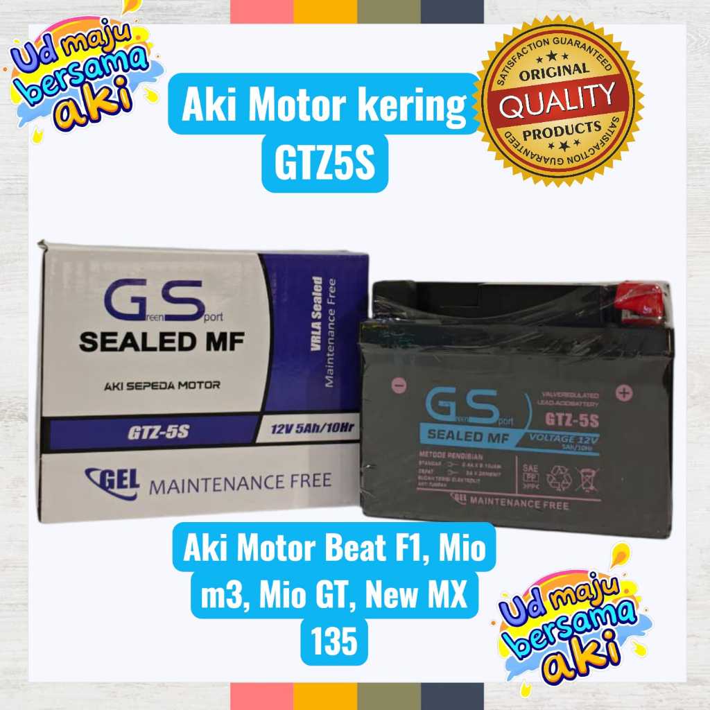 Aki Motor Honda Beat Karbu Injeksi F1  GTZ5S Aki Kering MF Aki Motor Beat street karbu gtz5s