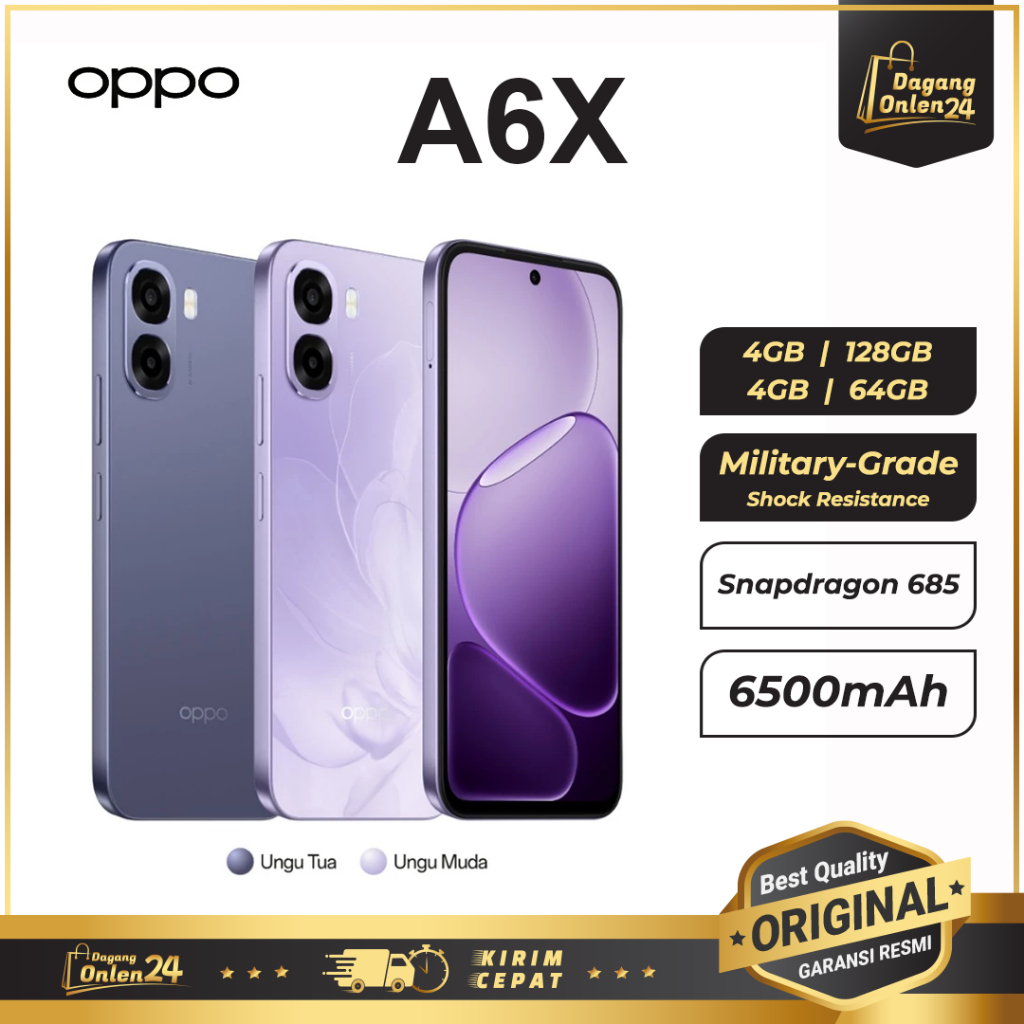 OPPO A6x 6/256GB Handphone Android Murah 2 Jutaan Smartphone Ram Besar HP OPPO Terbaru 2025