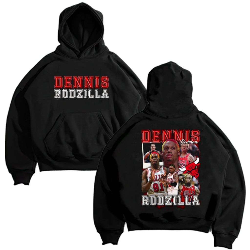 Psycho Crucify "Dennis Rodman" Hoodie Boxy Black Oversize | Hitam | Jaket | Hoodie Band | Hoodie Maf