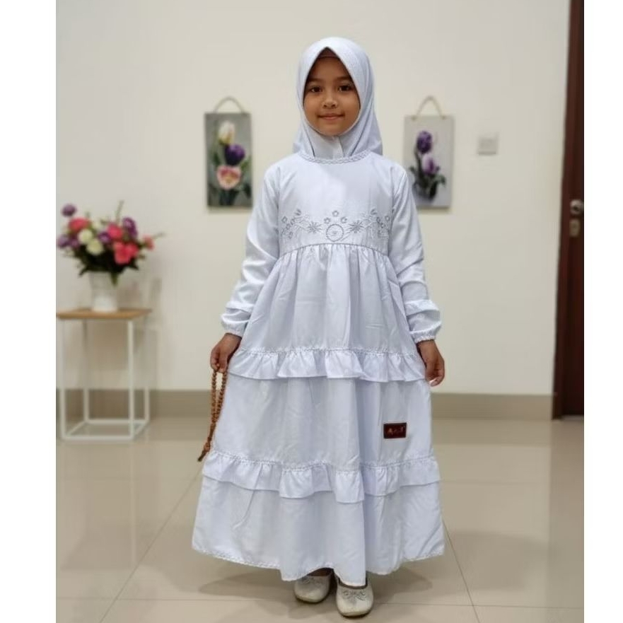 Gamis Anak Putih Polos AJ, Gamis A&J Putih Polos, Gamis Anak Sekolah Putih Polos, Gamis Manasik Anak