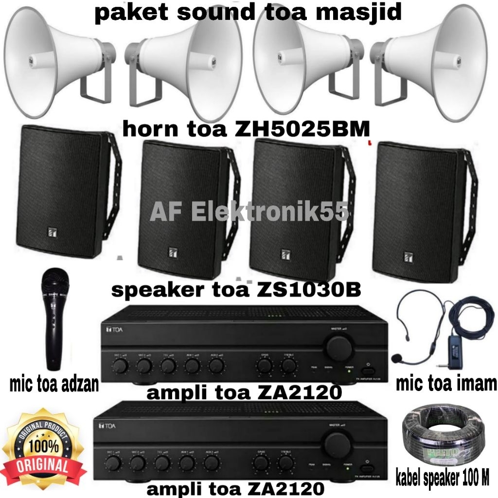 Paket Sound System Toa Masjid 4 Unit Speaker Dalam . 4 Unit Speaker Luar Original