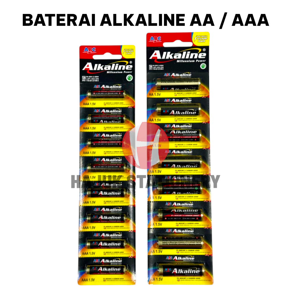 (1RENTENG ISI=8) BATERAI A2 / A3 ALKALINE ABC MILLENNIUM POWER AA / AAA ORIGINAL