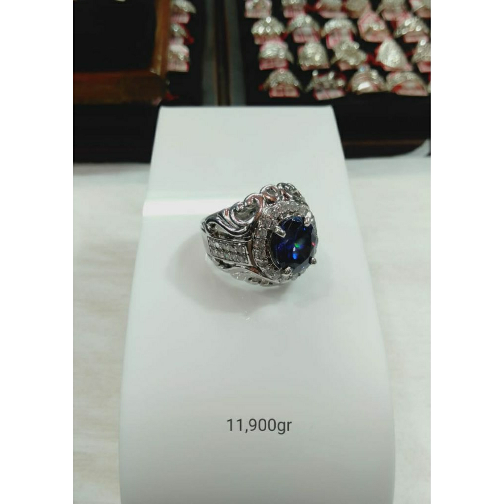 cincin perak batu king safir