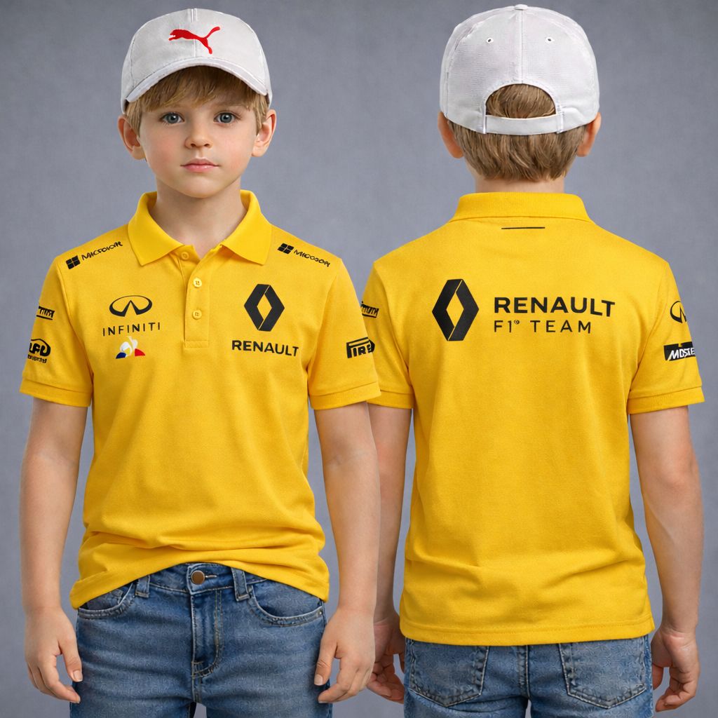 Kaos Polo Anak Renault F1 Team Kuning – Kerah Full Kuning