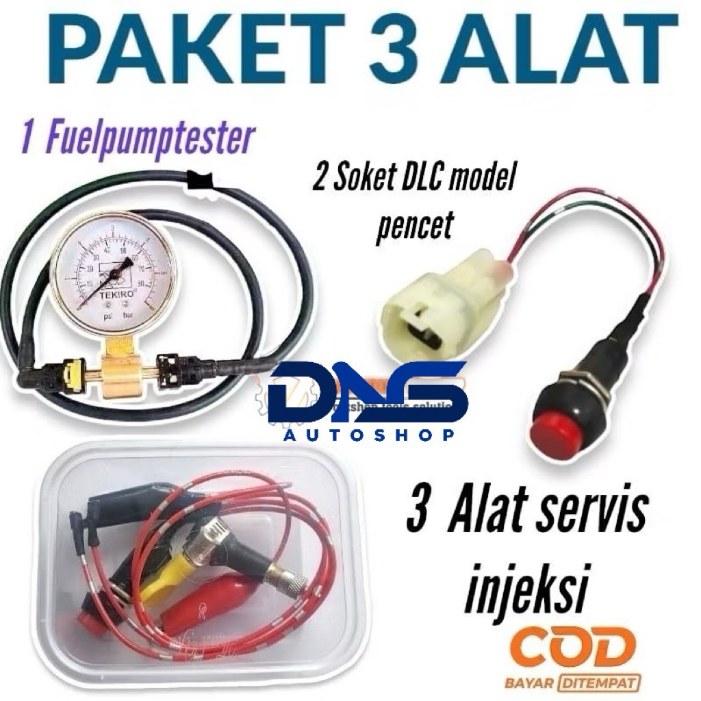 PAKET Fuelpump motor injeksi + alat Servis injektor motor mobil+soket dlc riset injeksi tombol soket